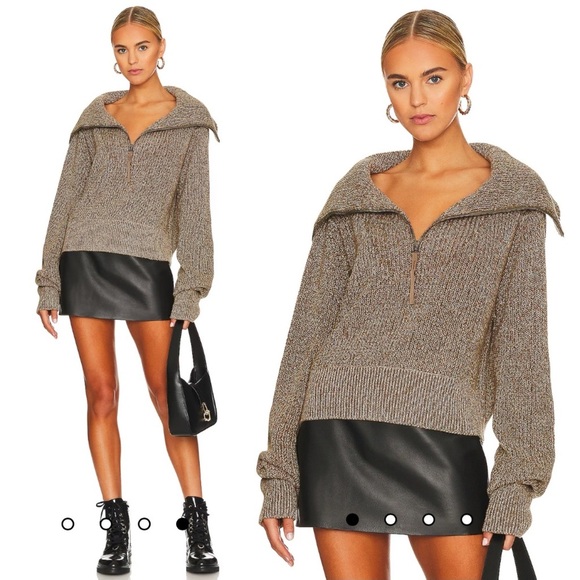 NWT Varley Mentone Half Zip Knit Pullover in Dark Olive Speckle Size Medium